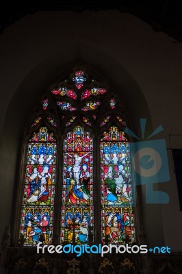 Stained Glass Window In St Mary's Church In Micheldever Stock Photo