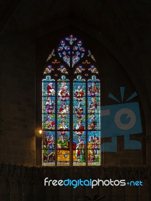 Stained Glass Window In The Basilica St Seurin In Bordeaux Stock Photo