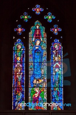 Stained Glass Window In The Church In The Grounds Of The Ashdown… Stock Photo