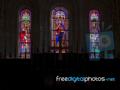 Stained Glass Windows In The Basilica St Seurin In Bordeaux Stock Photo