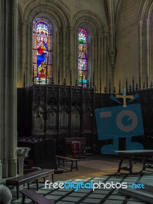 Stained Glass Windows In The Basilica St Seurin In Bordeaux Stock Photo