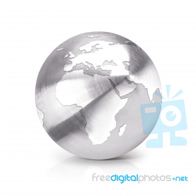 Stainless Globe 3d Illustration Europe And Africa Map Stock Photo