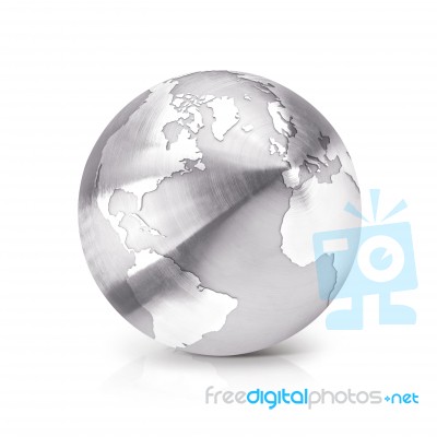 Stainless Globe 3d Illustration North And South America Map Stock Photo