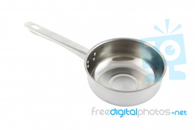 Stainless Pot Scoop On White Background Stock Photo