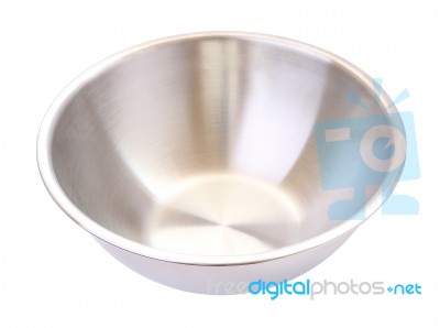 Stainless Steel Mixing Bowl On White Background Stock Photo