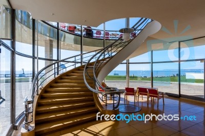 Staircase In The De La Warr Pavilion Bexhill On Sea Stock Photo