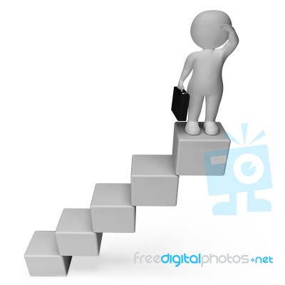 Stairs Character Means Business Person And Achieve 3d Rendering Stock Image