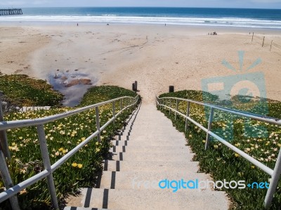 Stairs Down To The Beach Stock Photo