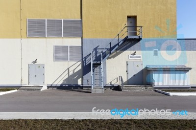 Stairs To The Second Floor Of Power Plant, Closed Type Stock Photo