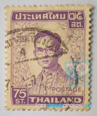 Stamp Printed In Thailand Shows King Bhumibol Adulyadej, Circa 1… Stock Photo