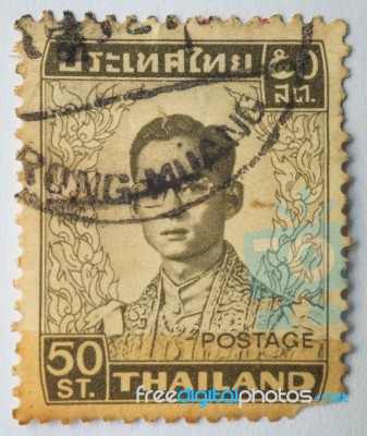 Stamp Printed In Thailand Shows King Bhumibol Adulyadej, Circa 1… Stock Photo