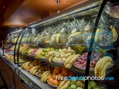 Stand With Fruits Stock Photo