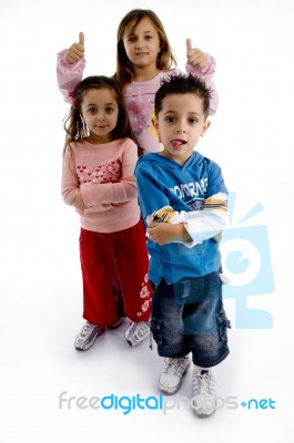 Standing Cute Little Children Stock Photo