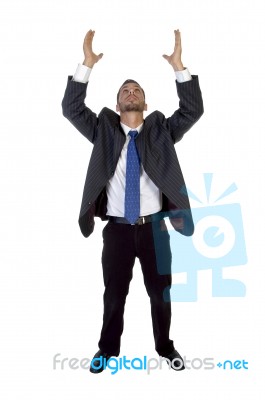 Standing Man Making A Wish Stock Photo