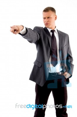 Standing Manager Pointing Stock Photo