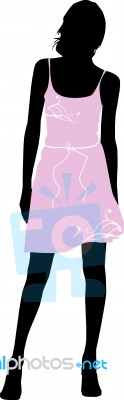 Standing Silhouette Fashion Girl Stock Image