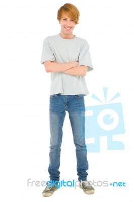 Standing Teenage Boy Stock Photo