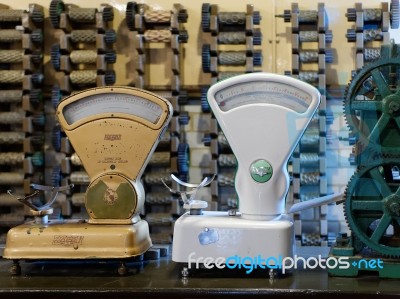 Stanley, County Durham/uk - January 20 : Old Scales In A Confect… Stock Photo