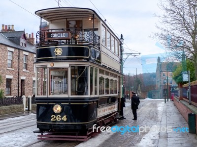 Stanley, County Durham/uk - January 20 : Old Tram At The North O… Stock Photo