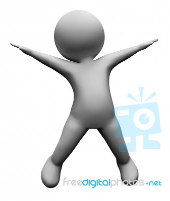 Star Jumps Shows Jumping Jacks And Character 3d Rendering Stock Image