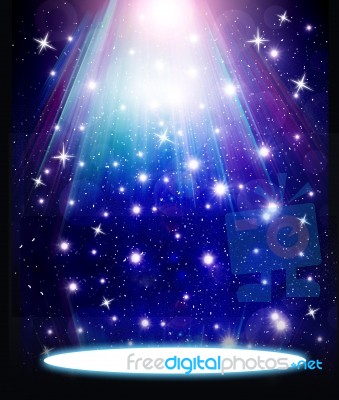 Stars Are Falling On The Background Of Blue Luminous Rays Stock Image