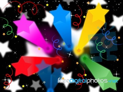 Stars Streamers Background Means Celestial Colors And Party
 Stock Image