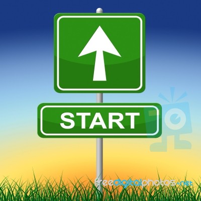 Start Sign Means Don't Wait And Action Stock Image