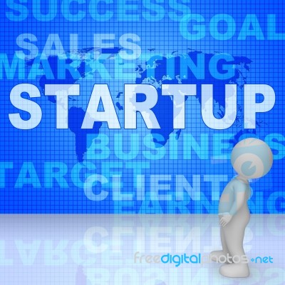 Startup Word Means Self Employed Entrepreneur 3d Rendering Stock Image