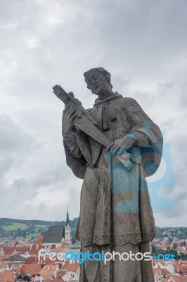 Statue In The State Castle And Chateau Complex Of Cesky Krumlov Stock Photo