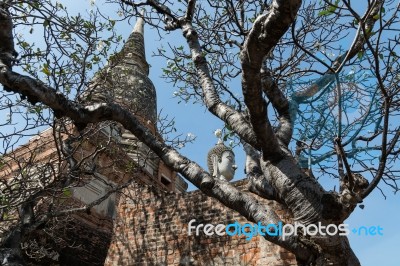 Statue Of Buddha, At Wat Yai Chai Mongkol, Ayutthaya, Thailand Stock Photo