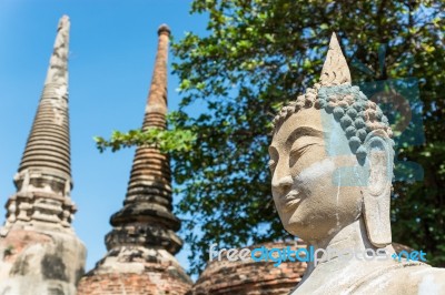 Statue Of Buddha, At Wat Yai Chai Mongkol, Ayutthaya, Thailand Stock Photo