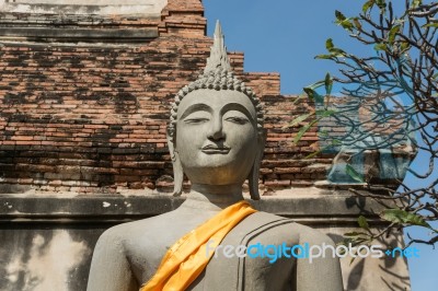 Statue Of Buddha, At Wat Yai Chai Mongkol, Ayutthaya, Thailand Stock Photo