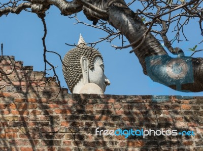 Statue Of Buddha, At Wat Yai Chai Mongkol, Ayutthaya, Thailand Stock Photo