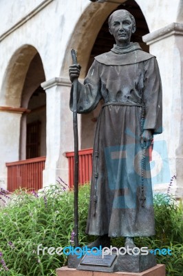 Statue Of Fray Junipero Serra In Santa Barbara Stock Photo