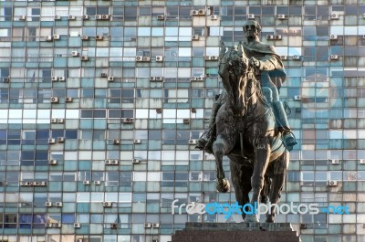 Statue Of General Artigas In Plaza Independencia, Montevideo, Ur… Stock Photo