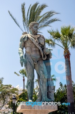 Statue Of Hercules At Puerto Banus Stock Photo