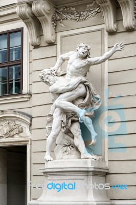 Statue Of Hercules Fighting Antaeus At The Hofburg In Vienna Stock Photo