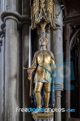 Statue Of Joan Of Arc In Winchester Cathedral Stock Photo