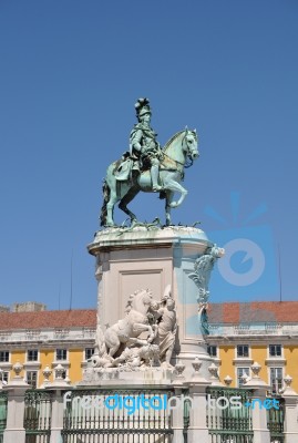 Statue Of King Jos頩n Lisbon Stock Photo