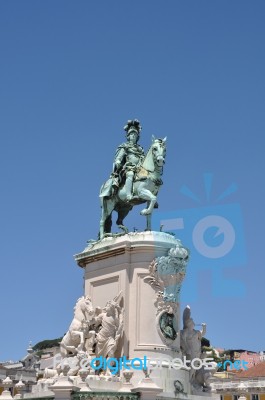 Statue Of King Jos頩n Lisbon Stock Photo