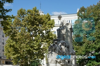 Statue Of Mihaly Vorosmarty In Budapest Stock Photo