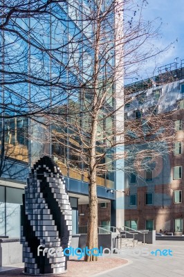 Statue Of The Gherkin Building In London Stock Photo