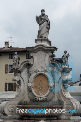 Statue Outside The Collegiate Church In Arco Trentino Italy Stock Photo