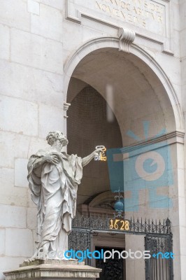 Statues At The Entrance To  Salzburg Cathedral Stock Photo
