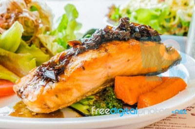 Steak Salmon Stock Photo