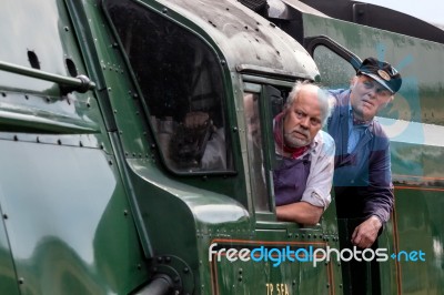 Steam Train Crew Stock Photo