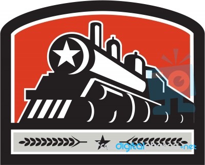 Steam Train Locomotive Star Crest Retro Stock Image