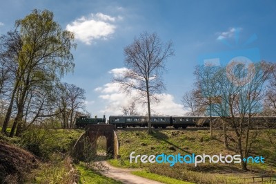 Steam Train On The Bluebell Railway Line In Sussex Stock Photo