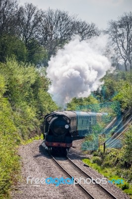 Steam Train On The Bluebell Railway Line In Sussex Stock Photo