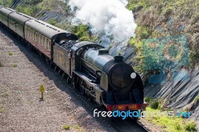 Steam Train On The Bluebell Railway Line In Sussex Stock Photo